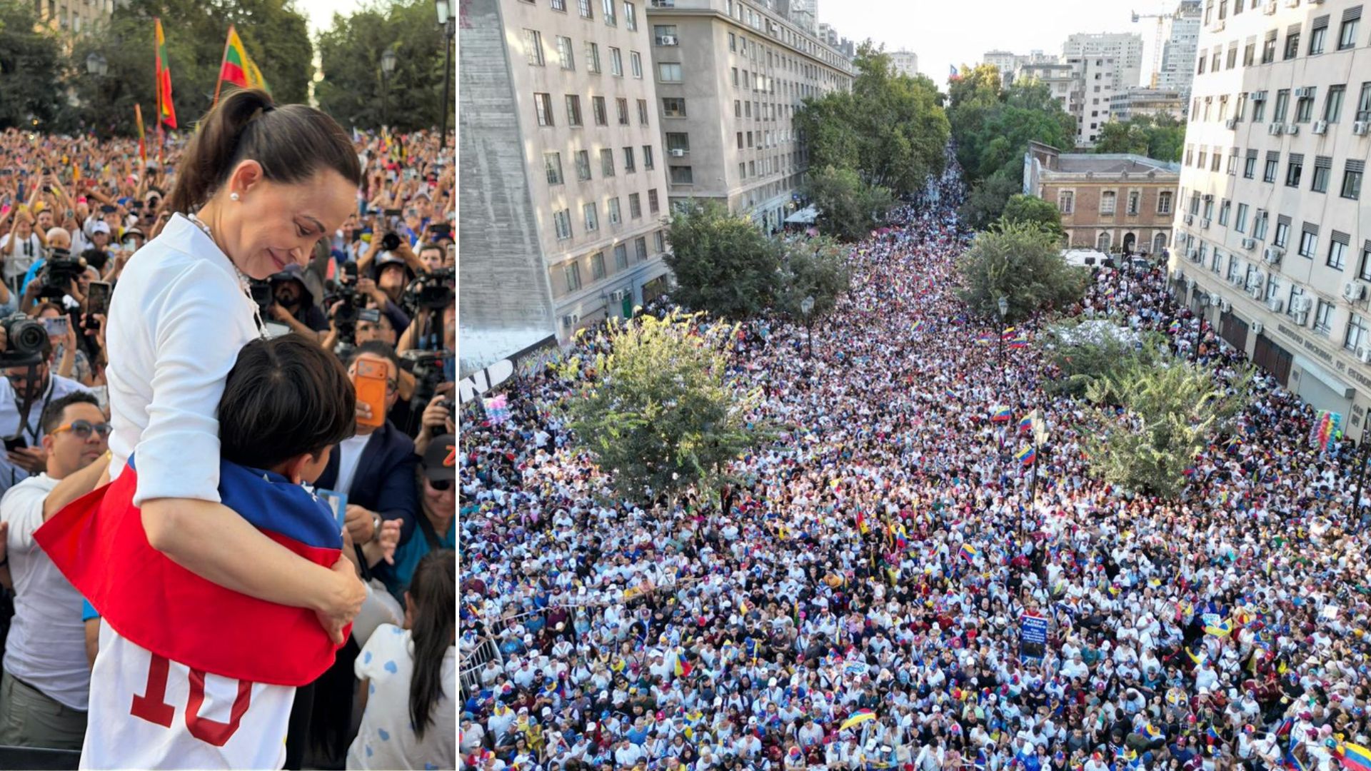 María Corina Machado se reúne con miles de venezolanos en Santiago: “La libertad la vamos a conquistar”