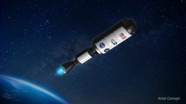 Ilustración del futuro cohete nuclear de la NASA