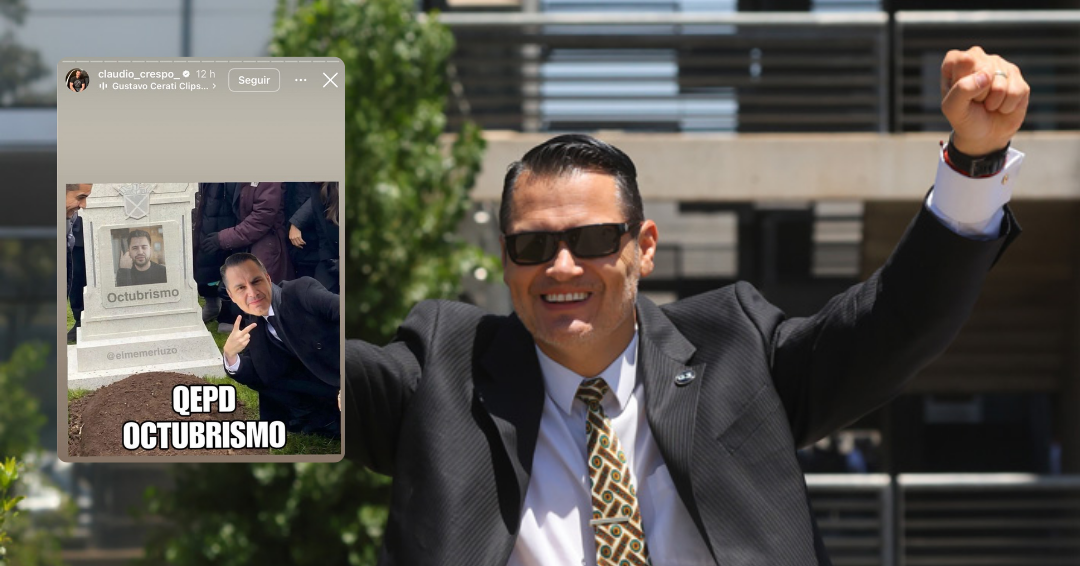 Crespo celebra absolución compartiendo imagen de Gustavo Gatica en una lápida