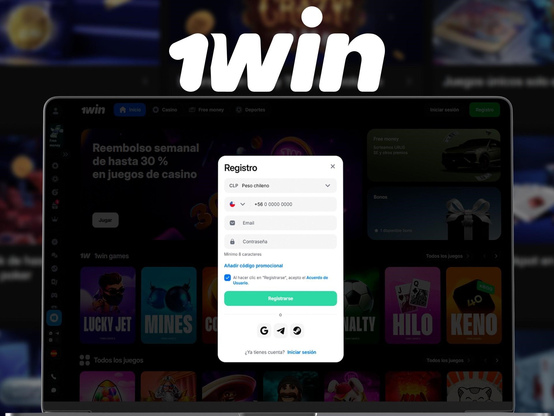 Cómo registrarse e iniciar sesión en 1win en Chile